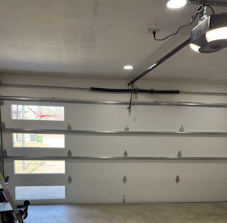Residential garage door opener, torsion spring, track, and hardware